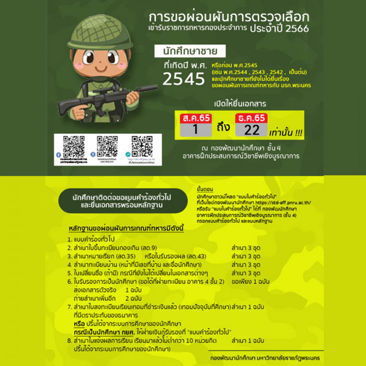 การขอผ่อนผันการเกณฑ์ทหาร ประจำปี 2566